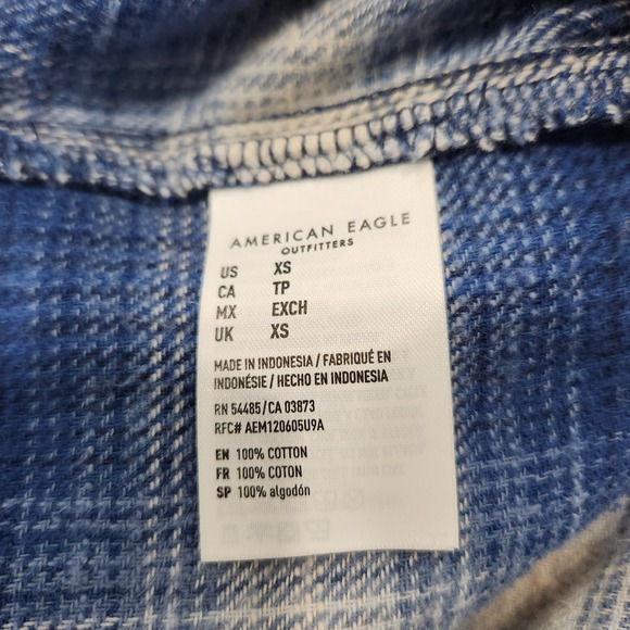 American Eagle Women XS Blue Plaid Ahh-Mazingly Soft Boyfriend Fit Flannel Shirt - Picture 8 of 11